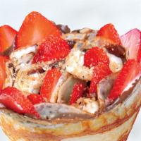 Strawberry Nutella · Strawberry, Nutella, chocolate custard, whipped yogurt, hazelnuts. Gluten-free.