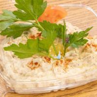 Baba Ganoush · Puréed smoked eggplant with garlic and sesame oil.