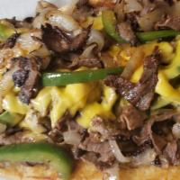 Philly Cheese Steak · Hot Roast Beef, Onions, Green Peppers, Smothered in Cheddar Cheese