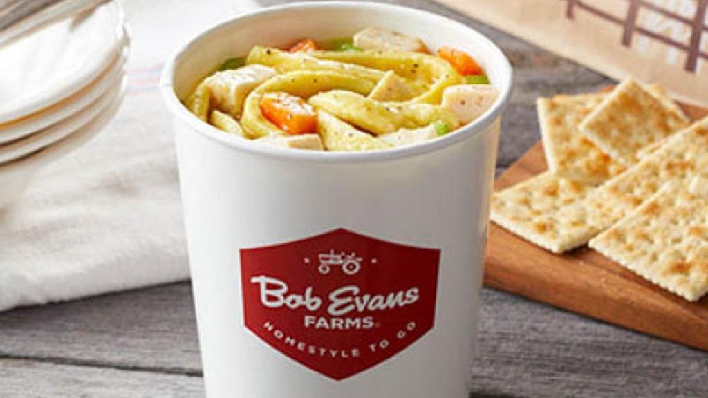 Family Size Chicken-N-Noodle Soup · Old-fashioned egg noodles, tender chicken, hearty vegetables and fragrant herbs in a rich and savory broth in a family size serving for up to 4.