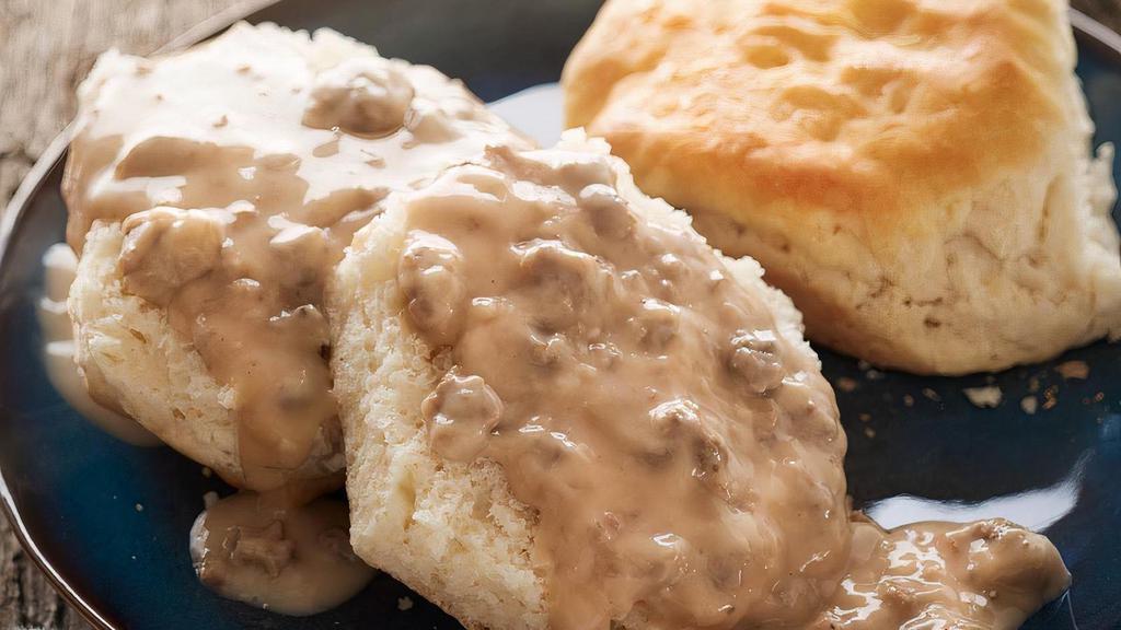 Bowl Of Sausage Gravy & Biscuits · A bowl of Bob Evans® sausage gravy served with freshly-baked biscuits