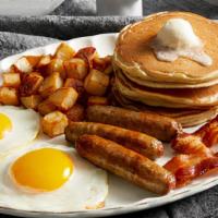 Double Meat Farmer · Bob Evans® sausage and hardwood-smoked bacon with two fresh-cracked eggs* cooked-to-order an...