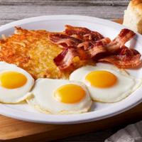 The Big Egg Breakfast · Three fresh-cracked eggs* cooked-to-order with your choice of premium breakfast meat, choice...