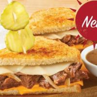 Double Cheese Pot Roast Dip · Our signature slow-roasted pot roast, caramelized onions, melted American cheese and real pr...