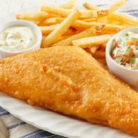 Great Alaskan Cod · Colossal hand-cut Alaskan cod fillet with a light, flaky, pub-style batter served with a sid...
