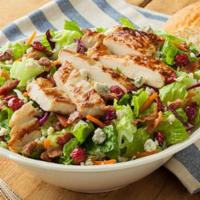 Cranberry Pecan Chicken Salad · Fresh greens with grilled chicken, bacon, dried cranberries, blue cheese and pecans. Pairs w...