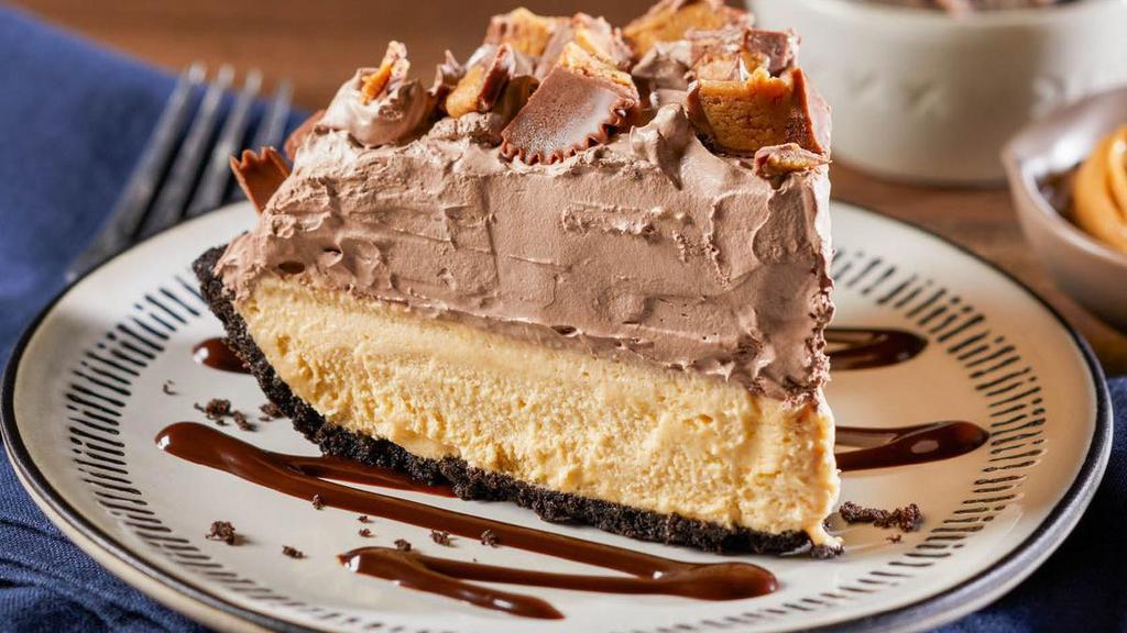 Chocolate Peanut Butter Pie · Chocolate cookie crust filled with creamy peanut butter filling and topped with chocolate whipped topping and Reese’s® Peanut Butter Cups