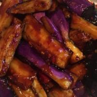 Baby Eggplant With Spicy Garlic Sauce · Hot and spicy.