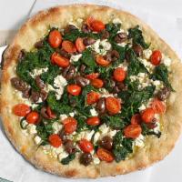 Mediterranean · Spinach, feta, tomatoes olives and olive oil.