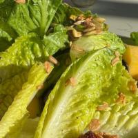 Salat Kafri · Romaine Lettuce hearts, Baby spinach, Blueberries, Mango, Sugar snap peas, Grilled Asparagus...