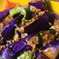 Braised Eggplant · Lightly browned in fat and then cooked slowly in a closed pan with a small amount of liquid.