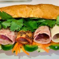 Baguette Delite Special · Traditional sandwich with extra roast pork .