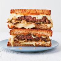 The Corner Booth · Hamburger patty, pepper jack cheese, grilled onions, sautéed mushrooms and Society sauce on ...
