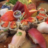 Laverne Sushi & Sashimi Lunch · Five pieces of sushi, 12 pieces of sashimi and one spicy tuna roll.
