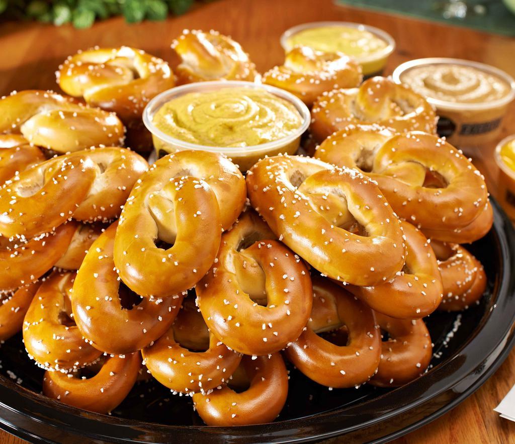 Mini Pretzel Party Tray · With (3) 8oz dips. Please  list your dipping sauces