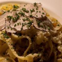 House Made Fettuccine · French Butter, Parmesan, Cracked Pepper

*Photo shown is with Fresh Shaved Black Truffle add...