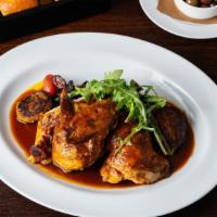 Rotisserie Chicken · Parsnip, Kishka, Chasseur Sauce