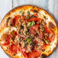Supreme Pizza (Large) · Bacon, meatballs, sausage, pepperoni, and prosciutto