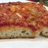 Upside Down Sicilian Traditional Pizza Slice · 