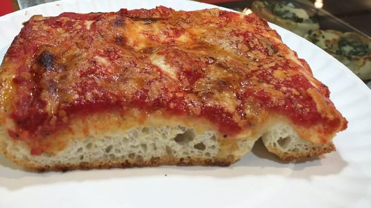 Upside Down Sicilian Traditional Pizza Slice · 