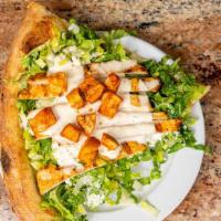 Grilled Chicken Caesar Salad Pizza Slice · 