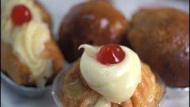 Baba Rum · Sponge puff saturated with rum. Choice of plain, or filled with either vanilla custard or ca...
