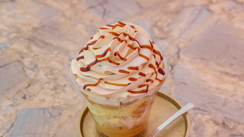 Dulce De Leche Cup · Our thick creamy caramel combined with our specialized Dominican cake and topped off with our caramel mousse & caramel drizzle, try It & thank me later.