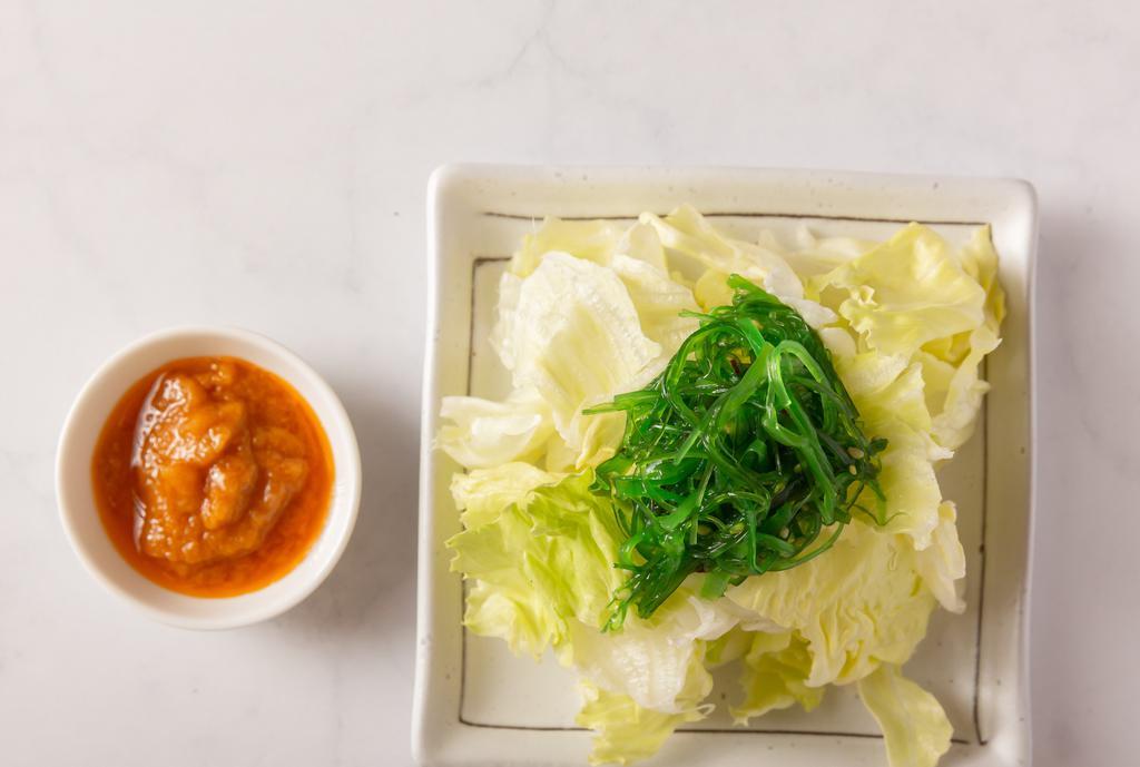 Seaweed Salad · Served with Lettuce, Seaweed, and ginger dressing (Contains sesame seeds)