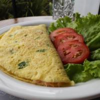 Plain Omelette · Delicious breakfast Omelette made with three eggs. Served with a side of Toast and customer'...