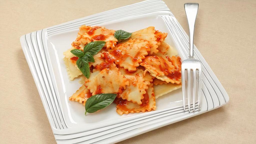Cheese Ravioli · Ravioli stuffed with a blend of mild Italian cheeses and topped with marinara sauce.