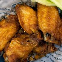 Wings · Select from 6 or 12 pieces, and a flavor. ADDITIONAL $1 FOR EVERY 6 PIECE WINGS IF FLATS ONLY.