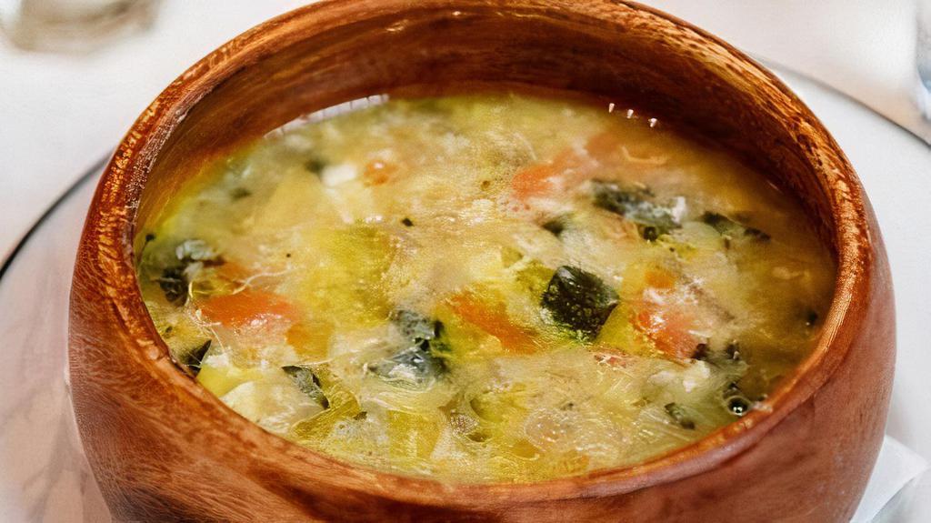 Zuppa Contadina · farm vegetables, chickpeas, white beans, lacinato kale, Sant Ambroeus extra virgin olive oil