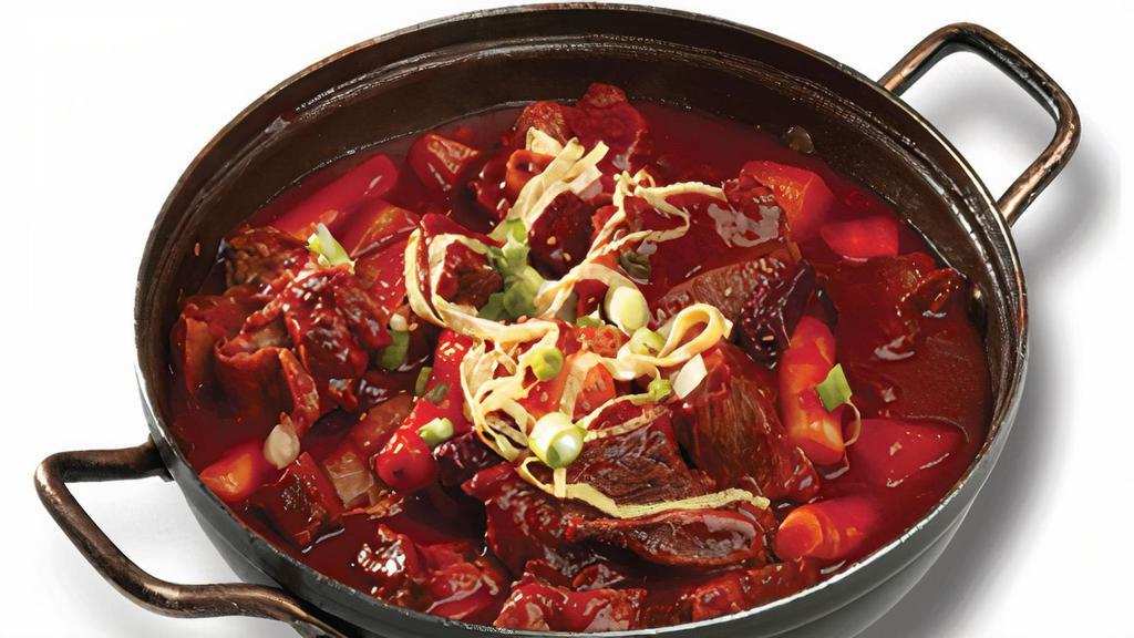 Maewoon Gal Bi Jim · Spicy prime short ribs and vegetable stew.