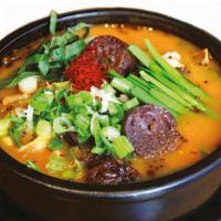 Soondae Guk · Traditional Korean sausage soup.
