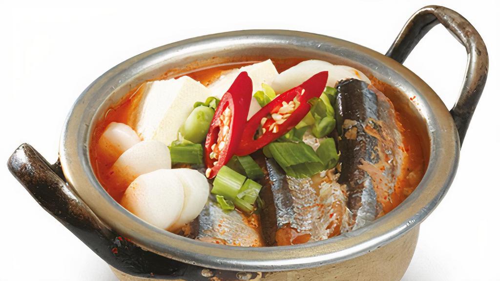 Kongchi Kimchi Jigae · Spicy kimchi and saury stew.