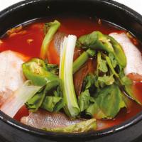 Sangtae Jigae · Spicy pollack and vegetable stew.