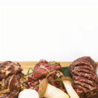 Bbq Combo 2 · Combination of marinated beef short rib, marinated beef prime rib eye, marinated pork ribs. ...