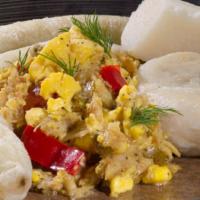 Ackee & Salt Fish Breakfast · Top menu item. Served with fried dumplings or boiled dumplings, bananas and yams.