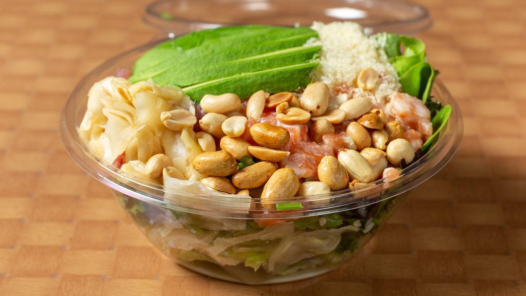 Large Poke Bowl · Mix 3 proteins. With your choice of rice or salad