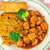 General Tso'S Chicken Combo Platter · Hot and spicy. Served with pork fried rice and pork egg roll. Spicy.
