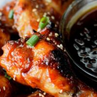 Sweet Teriyaki Wings · 6 wings serve with carrot and celery stick.