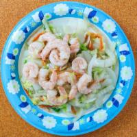 Shrimp Chow Mein · With crispy noodles.
