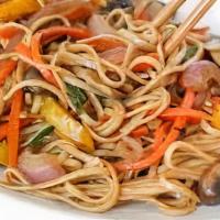 Lo Mein · chinese noodle, yellow onion, mushroom, carrot, bean sprout, green onion.