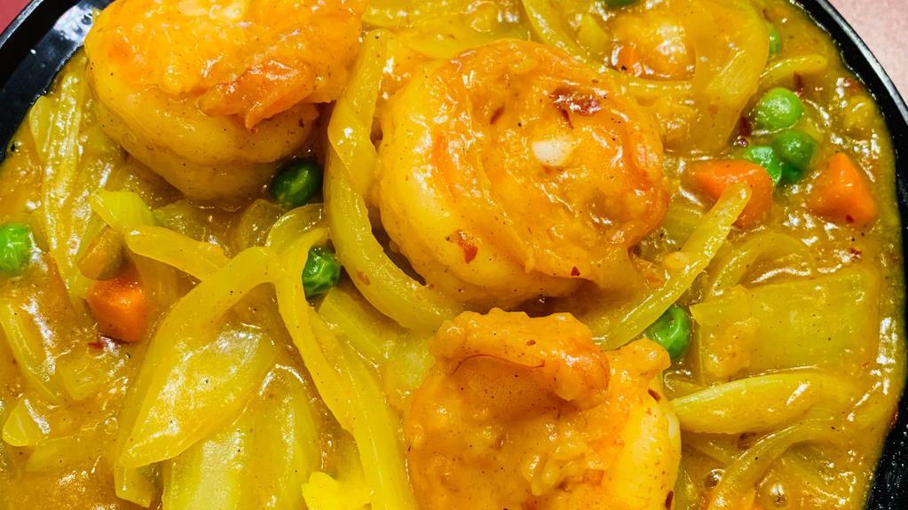 Curry Shrimp · Hot and spicy. Served with white rice.
