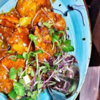 Shrimp Manchurian · Garlic cilantro scallion sweet spicy sauce chili sauce...Hot