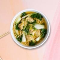 Wicked Wonton Noodle Soup · Wonton dumplings and egg noodles served in clear broth,