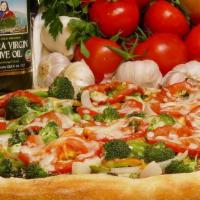 Primavera Pizza Slice · Get your fix of vegetables! A classic Famous Famiglia creation loaded with green peppers, on...