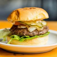 Whitmans Classic · Beef short rib blend patty, seared onion, bibb lettuce, tomato, new pickles, special sauce o...