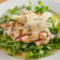 Chicken On Greens · Grilled free-range chicken breast, served on a bed of sautéed kale or baby arugula, parmesan...
