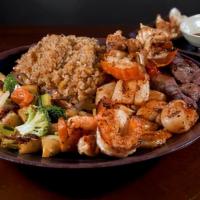 Hibachi · Served with mixed vegetables & choice of steamed rice, fried rice or noodles.